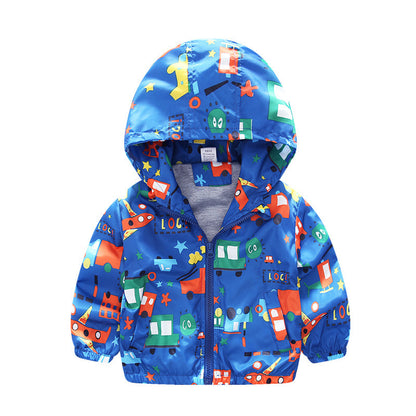 Boys' Airplane Print Windbreaker – Lightweight & Stylish