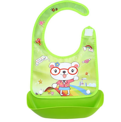 Cartoon 3D PVC Baby Bib – Waterproof Silicone with Dinner Pocket