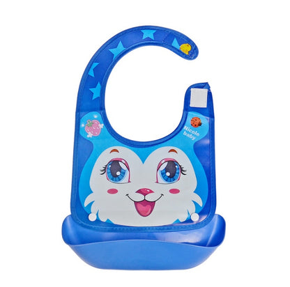 Cartoon 3D PVC Baby Bib – Waterproof Silicone with Dinner Pocket