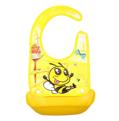 Cartoon 3D PVC Baby Bib – Waterproof Silicone with Dinner Pocket