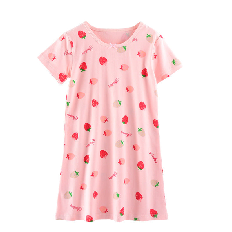 Summer Cotton Short-Sleeved Pajamas for Girls