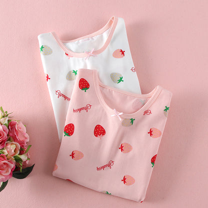 Summer Cotton Short-Sleeved Pajamas for Girls