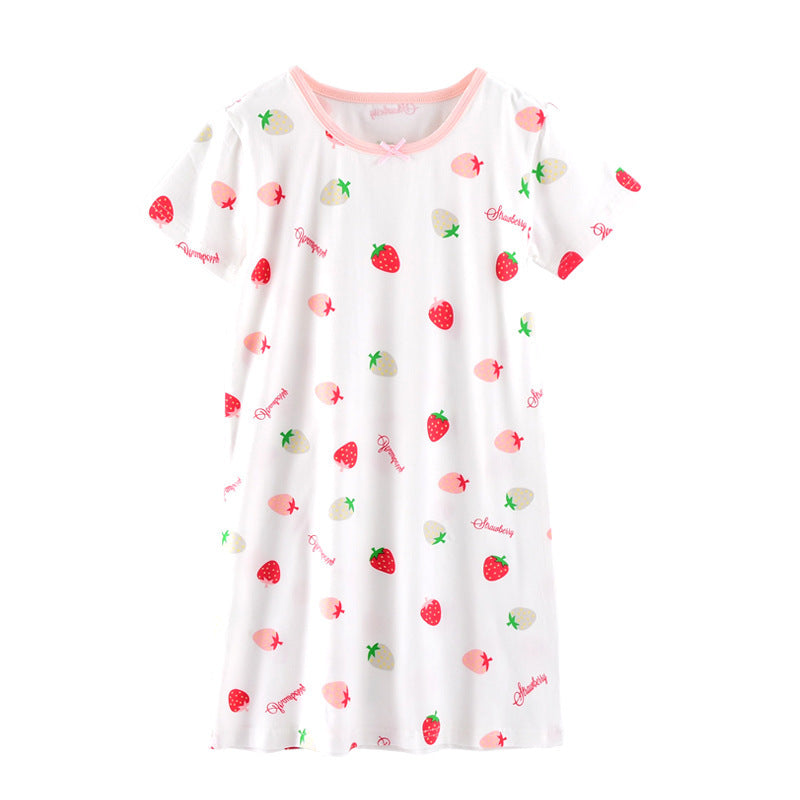 Summer Cotton Short-Sleeved Pajamas for Girls