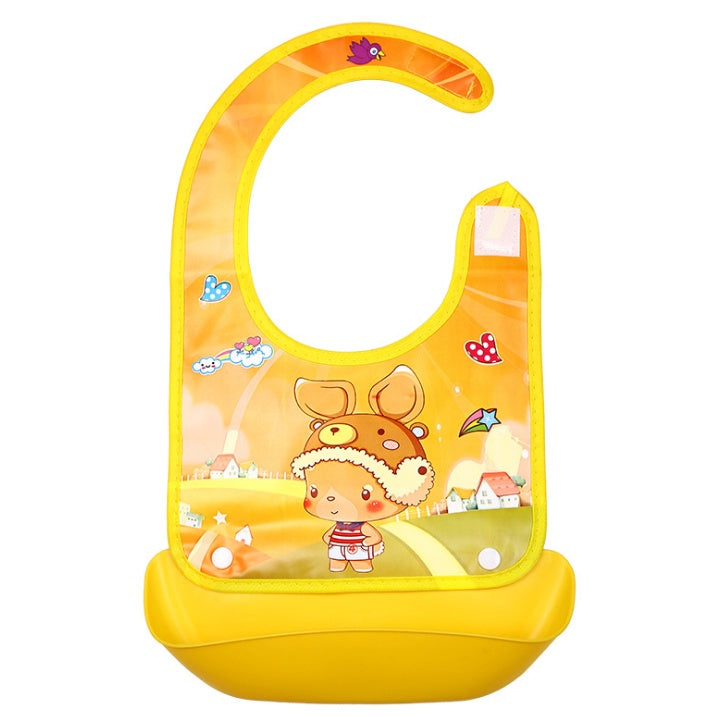 Cartoon 3D PVC Baby Bib – Waterproof Silicone with Dinner Pocket