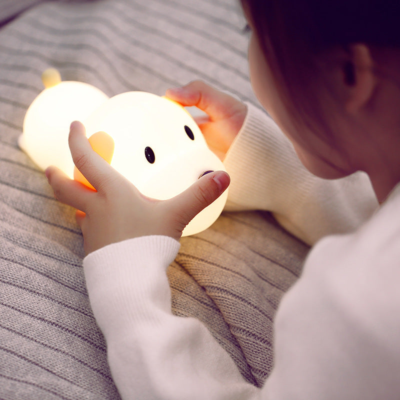 Cute Silicone LED Night Light – Rechargeable & Dimmable for Baby Feeding