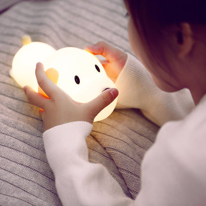 Cute Silicone LED Night Light – Rechargeable & Dimmable for Baby Feeding