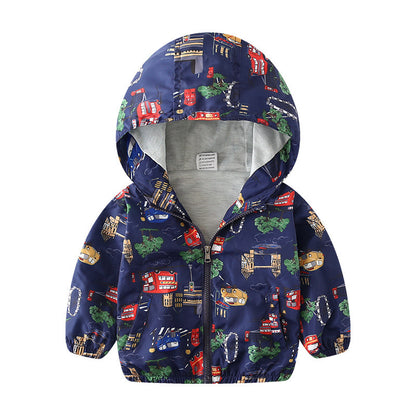 Boys' Airplane Print Windbreaker – Lightweight & Stylish