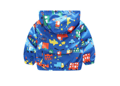 Boys' Airplane Print Windbreaker – Lightweight & Stylish