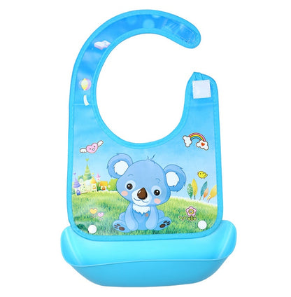 Cartoon 3D PVC Baby Bib – Waterproof Silicone with Dinner Pocket