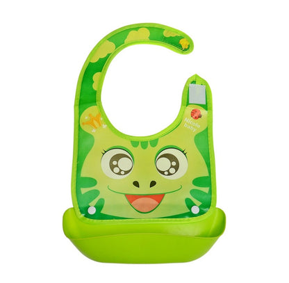 Cartoon 3D PVC Baby Bib – Waterproof Silicone with Dinner Pocket