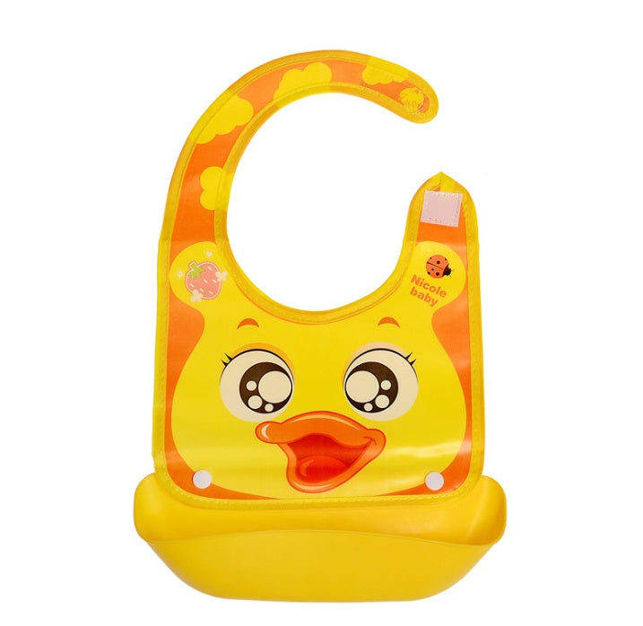 Cartoon 3D PVC Baby Bib – Waterproof Silicone with Dinner Pocket