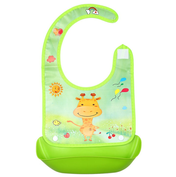 Cartoon 3D PVC Baby Bib – Waterproof Silicone with Dinner Pocket