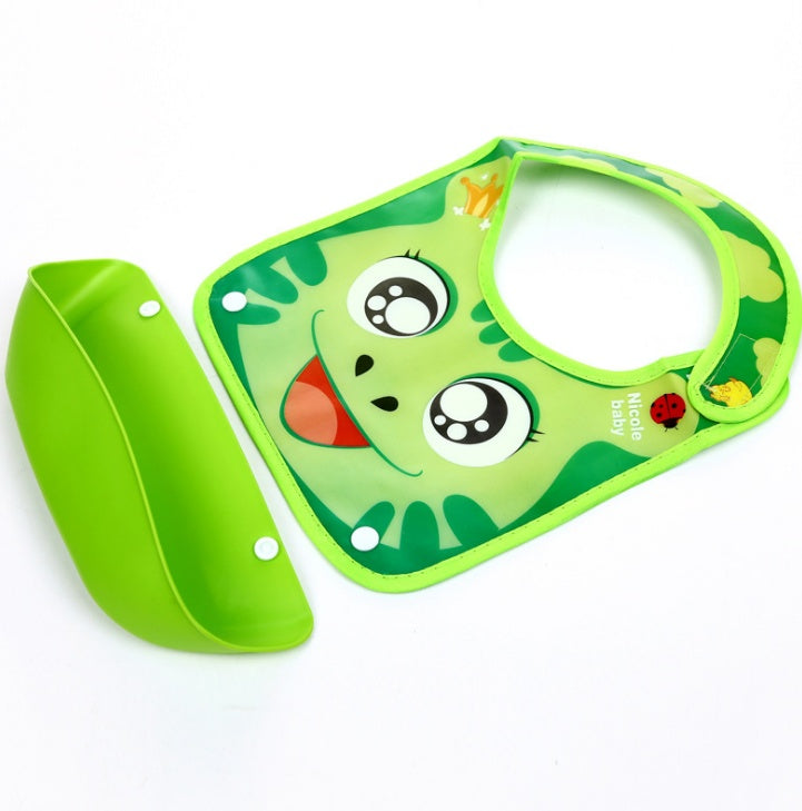 Cartoon 3D PVC Baby Bib – Waterproof Silicone with Dinner Pocket