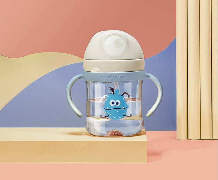 BabyCare 240ml Sippy Cup – Cute Anti-Choke Straw Bottle