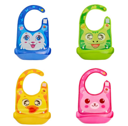 Cartoon 3D PVC Baby Bib – Waterproof Silicone with Dinner Pocket