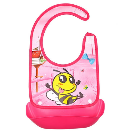 Cartoon 3D PVC Baby Bib – Waterproof Silicone with Dinner Pocket