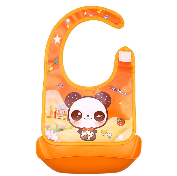 Cartoon 3D PVC Baby Bib – Waterproof Silicone with Dinner Pocket