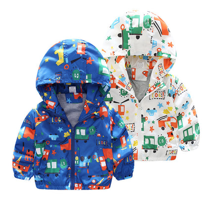 Boys' Airplane Print Windbreaker – Lightweight & Stylish